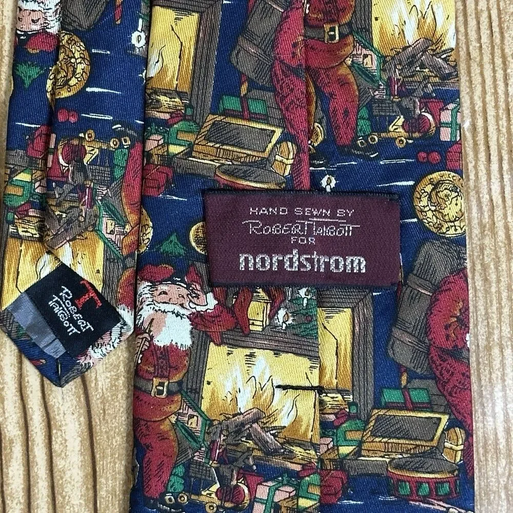 Robert Talbott Silk Tie Santa‎ Claus Necktie 63” Christmas